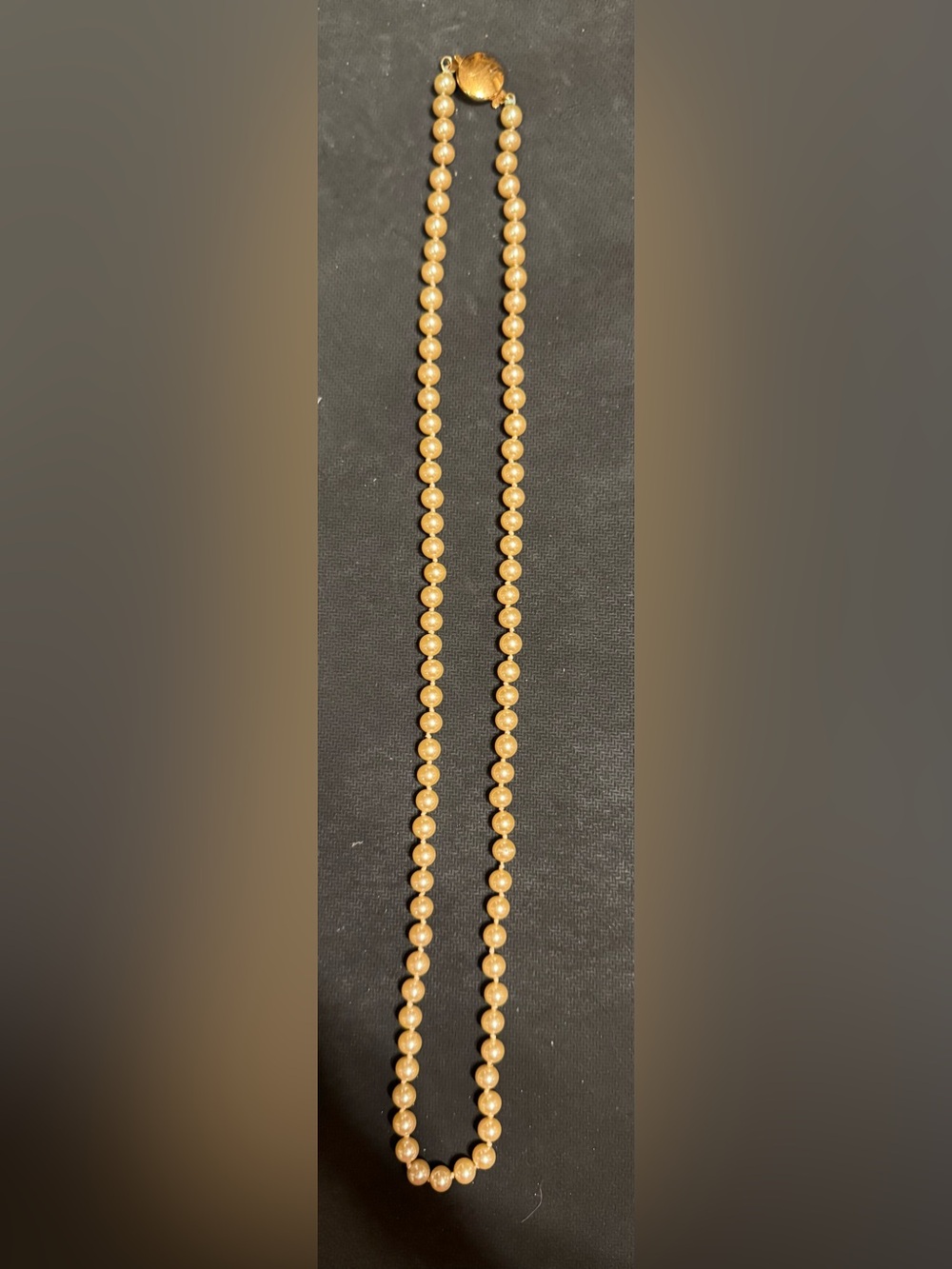 Vintage Single Strand Champagne Colored Faux Pearl Bead Necklace